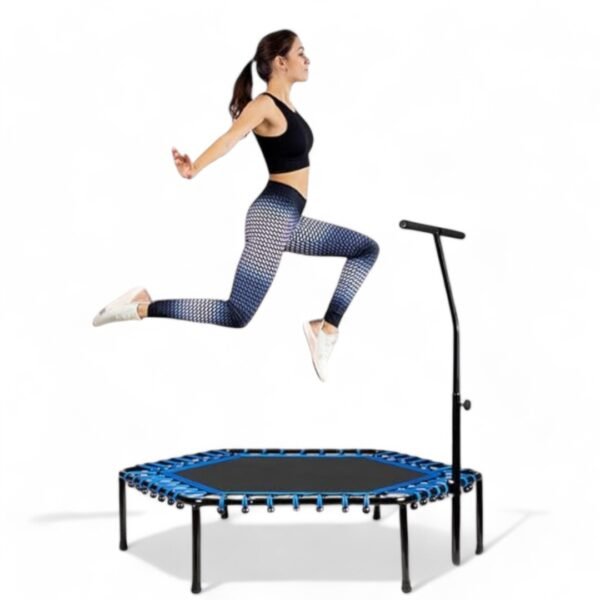 trampoline fitness avec barre reglable en hauteur